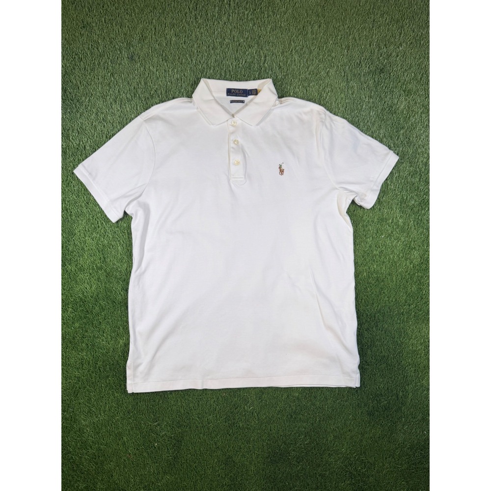 Polo Ralph Lauren Mens Custom Slim Fit Polo Shirt White Large L Pony Logo